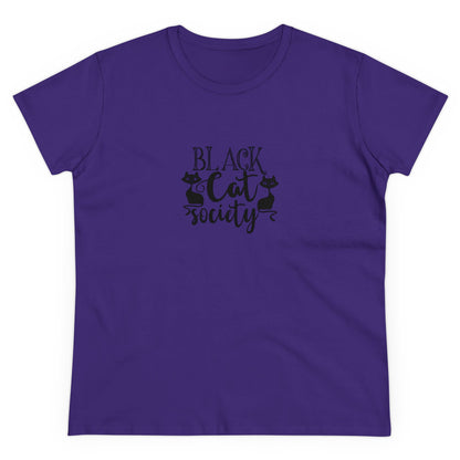 Black Cat Society, Halloween Graphic Shirts, Spooky Halloween Shirts, Scary Halloween Shirt Designs, Cute Halloween Graphic Tees, Funny Halloween Shirt Ideas Purple