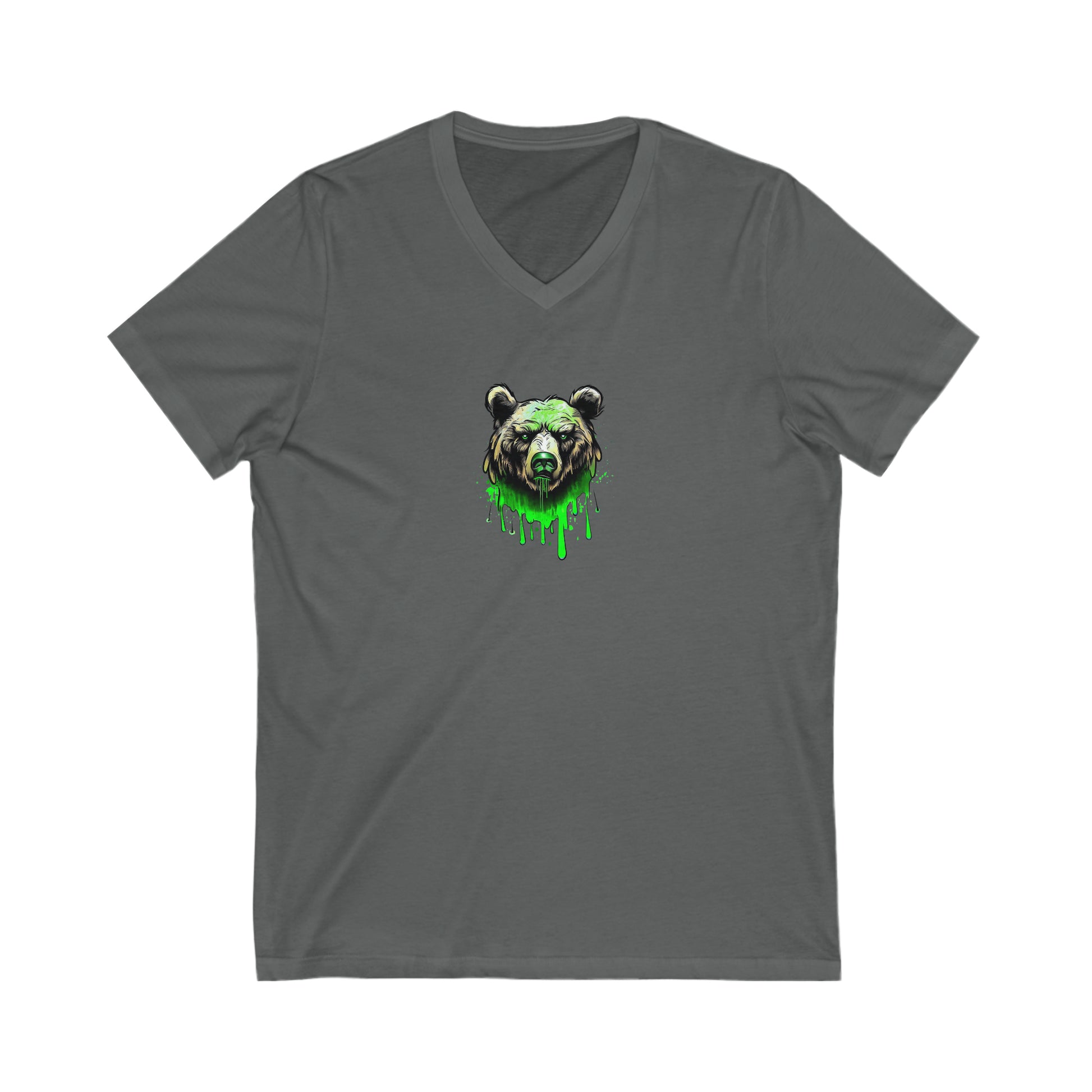 Green Bear Shirt, Graffiti Graphic Shirt, Street Art, Urban Art, Unisex Jersey Short Sleeve V-Neck Tee Asphalt