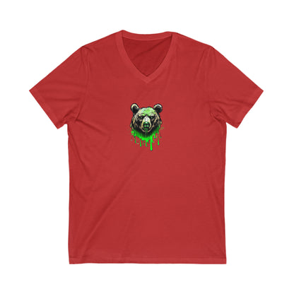 Green Bear Shirt, Graffiti Graphic Shirt, Street Art, Urban Art, Unisex Jersey Short Sleeve V-Neck Tee Red