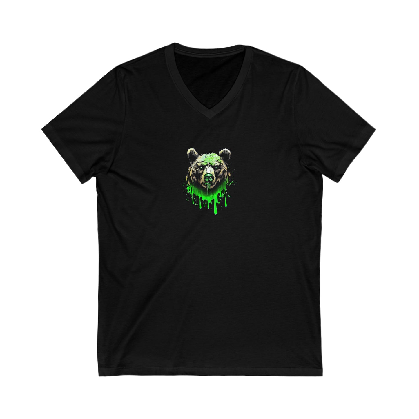 Green Bear Shirt, Graffiti Graphic Shirt, Street Art, Urban Art, Unisex Jersey Short Sleeve V-Neck Tee Black