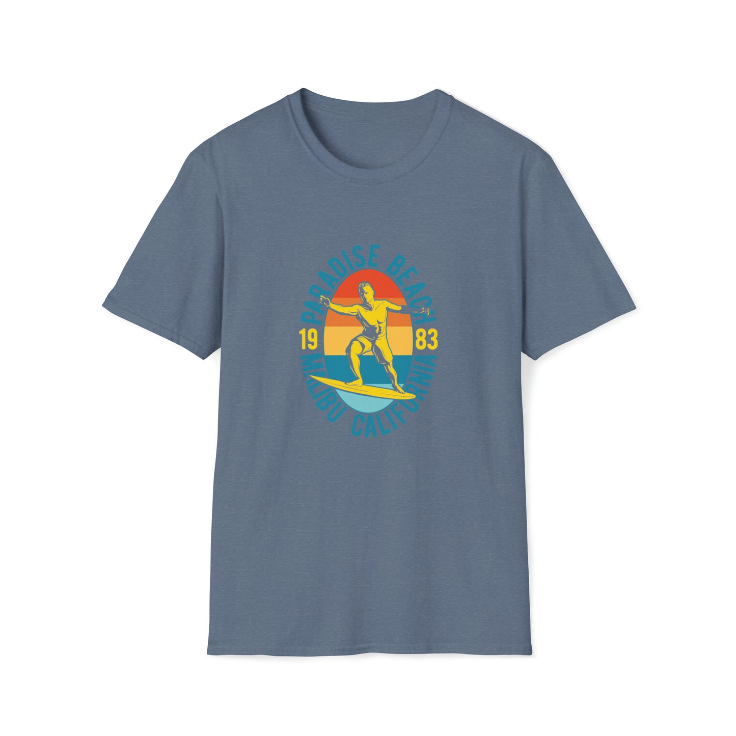 Paradise Beach Malibu |Beach Lifestyle Shirts | Summer Vibe Apparel Heather Indigo