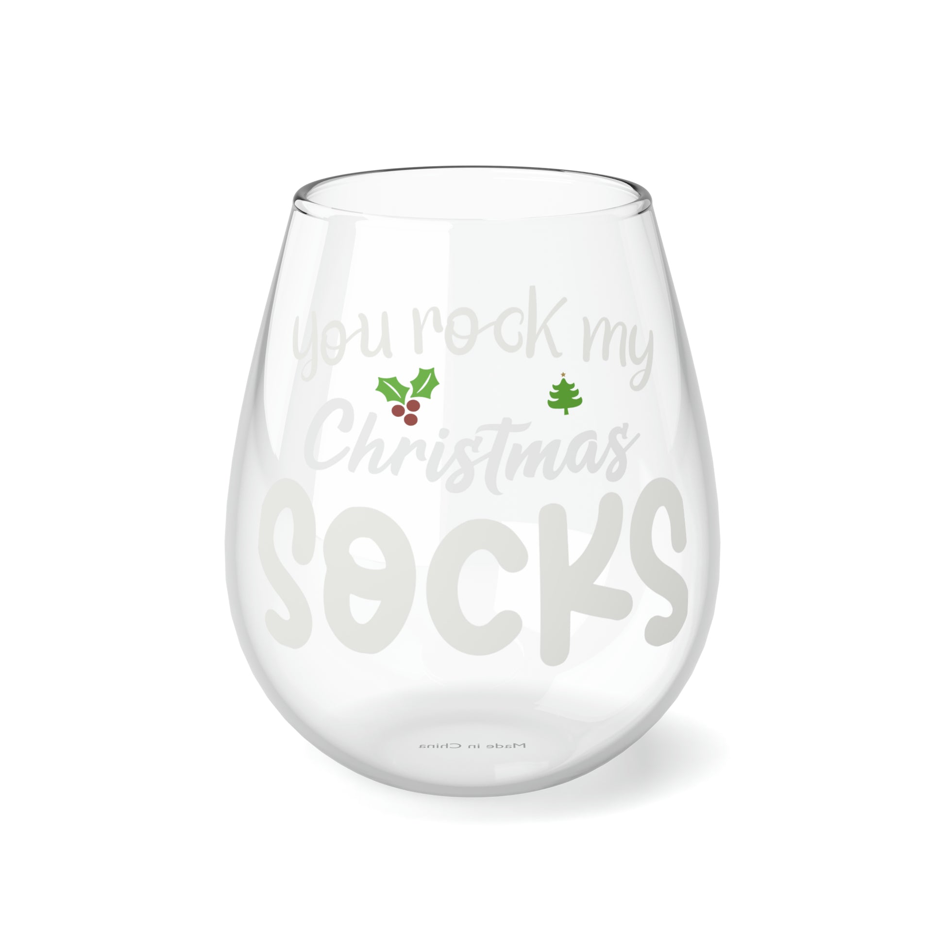 Rock My Christmas Socks, Wine Lover stemless, Unique stemless wine glass, Trendy wine glass, Wine glass gift ideas, Stemless Wine Glass - SaviTraviDesigns