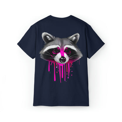 Raccoon Shirt, Graffiti Print Shirt, Unisex Ultra Cotton Tee, Pink Raccoon