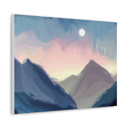 Mountain Wall Art, Moon Wall Art, Canvas Gallery Wraps, Moon Over Mountains