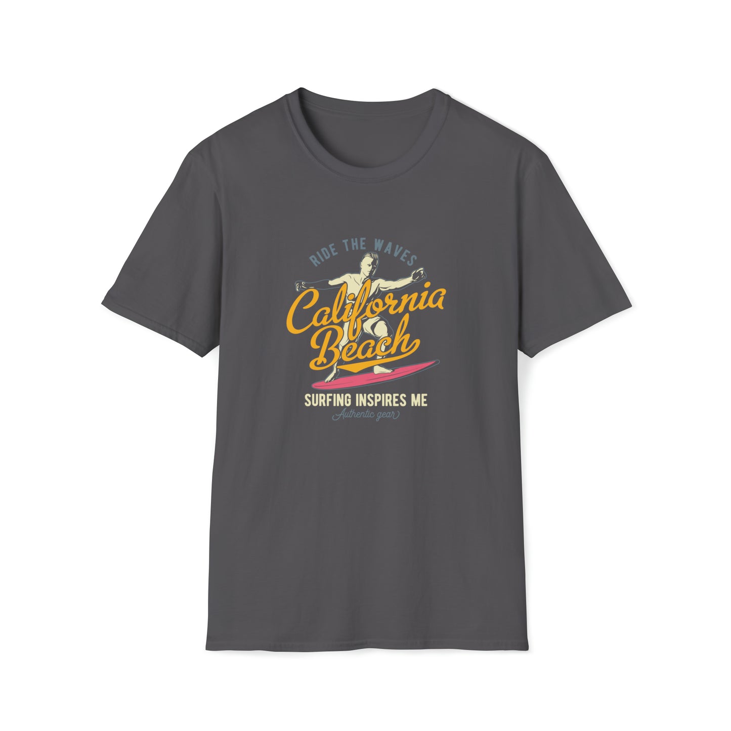 California Beach Surfing |Beach Lifestyle Shirts | Summer Vibe Apparel Charcoal