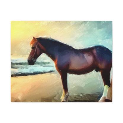 Horse wall art, Beach wall art, ocean art, Canvas Gallery Wraps, Horse Beach, Sunset Beach - SaviTraviDesigns