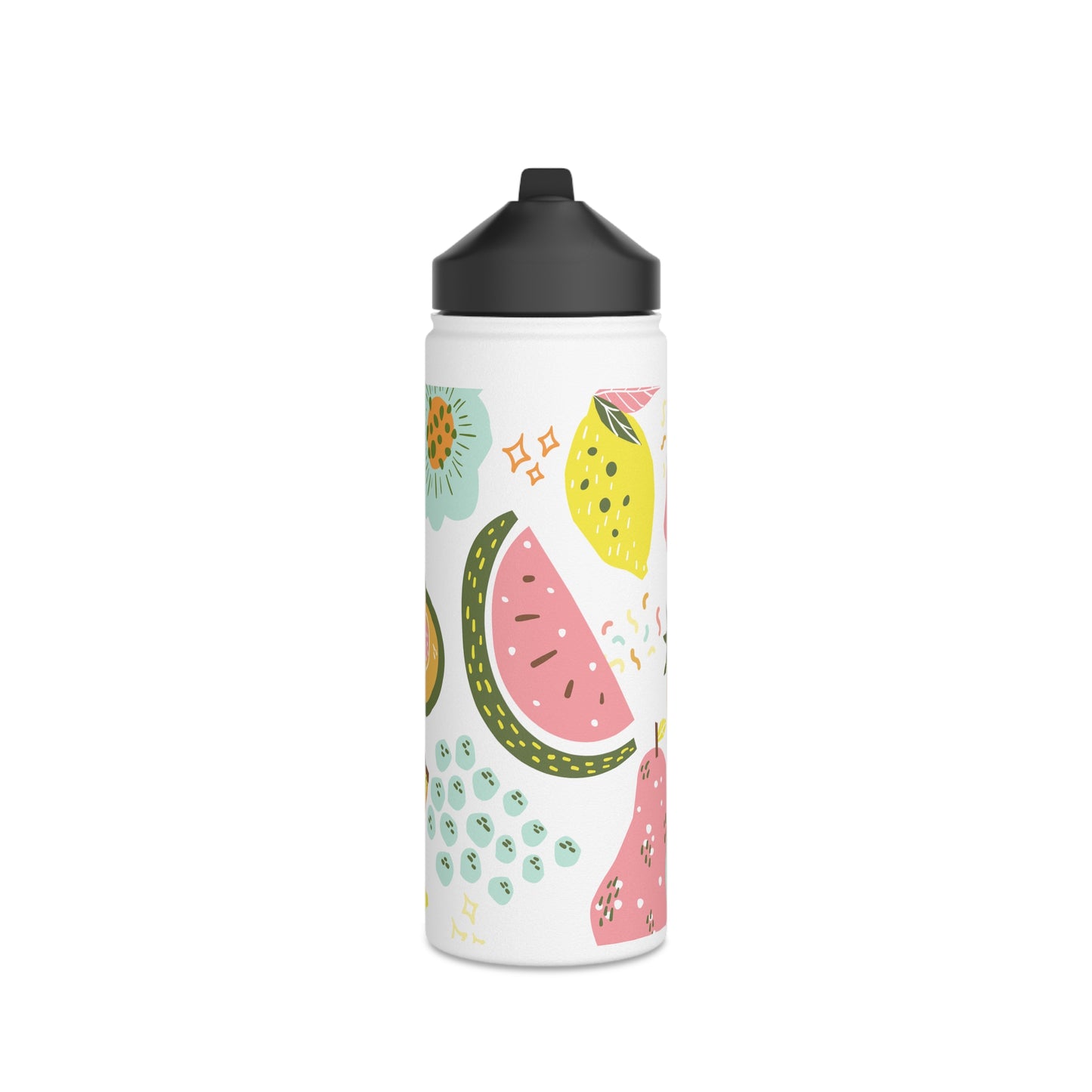 Fruit water bottle, design water bottle, Stainless Steel Water Bottle, Standard Lid - SaviTraviDesigns