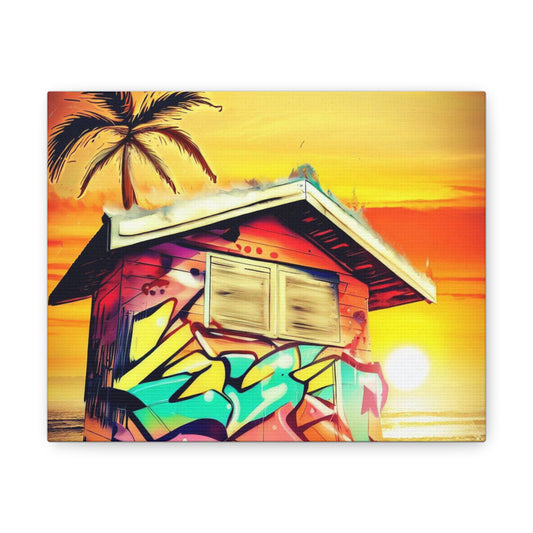 Beach Hut Art, Palm Tree Art, Graffiti canvas prints, Spray can art paintings, Street art, Urban graffiti artwork, Graffiti wall decor - SaviTraviDesigns