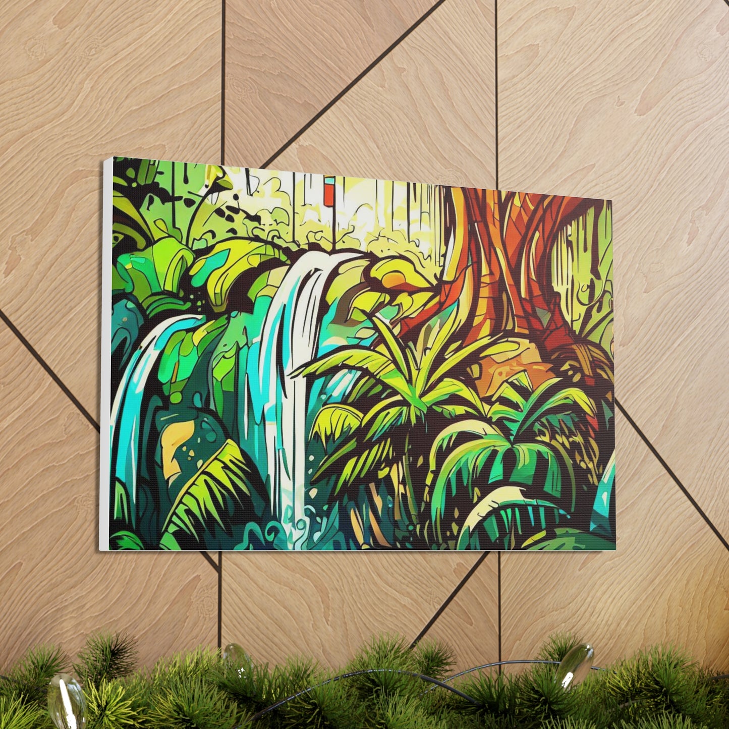 Rainforest Waterfall, Jungle Waterfall, Graffiti-inspired home decor, Modern street art prints, Graffiti wall art, Street art canvas art, Graffiti artist prints - SaviTraviDesigns