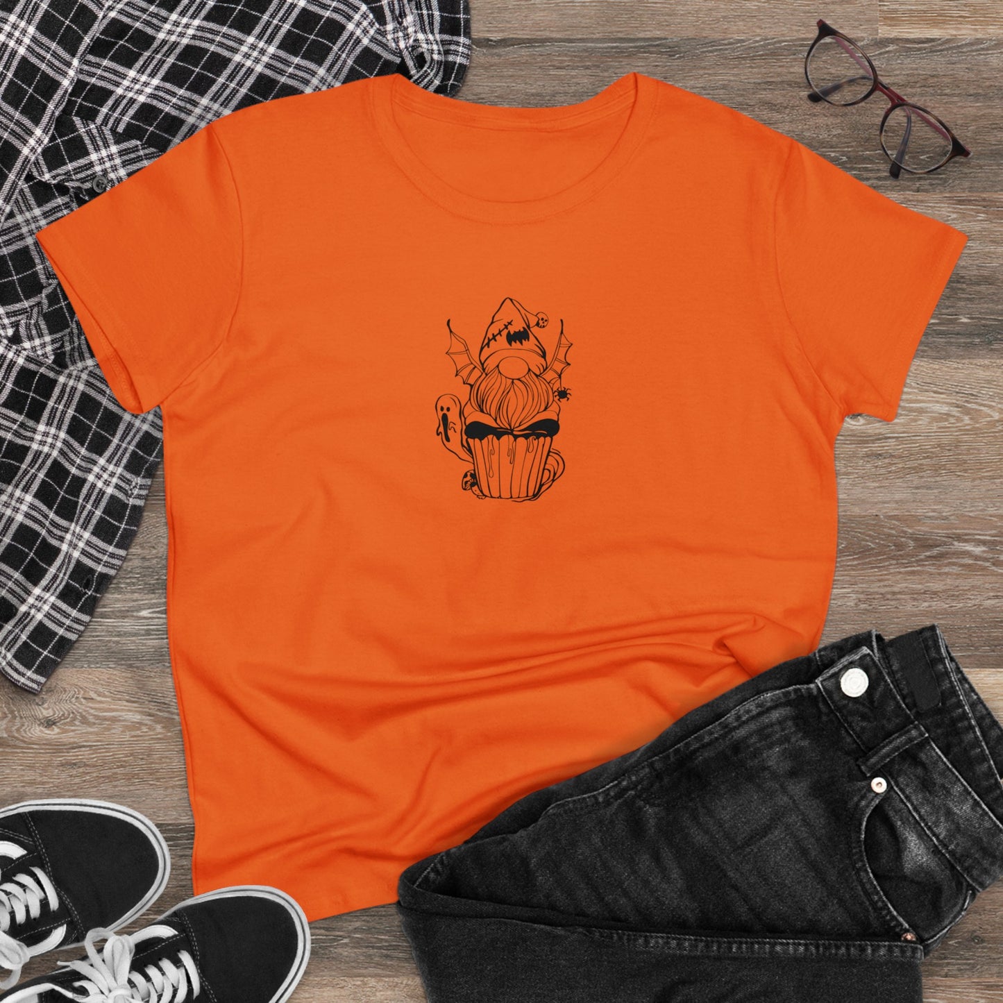 Spooky Elf Cupcake, Halloween Cupcake Designs, Halloween Graphic Shirts, Spooky Halloween Shirts, Cute Halloween Graphic Tees