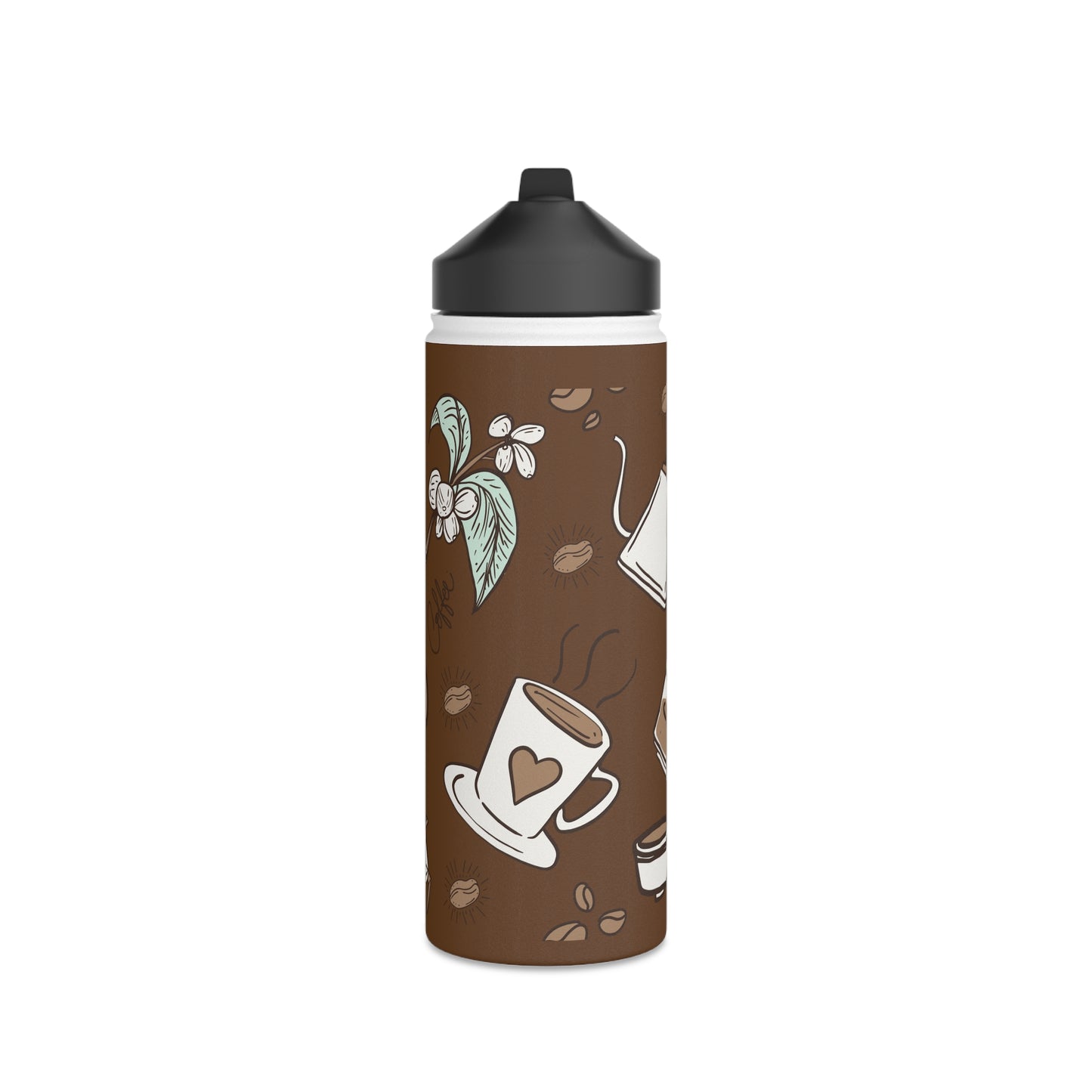 Coffee water bottle, Design water bottle, Stainless Steel Water Bottle, Standard Lid - SaviTraviDesigns