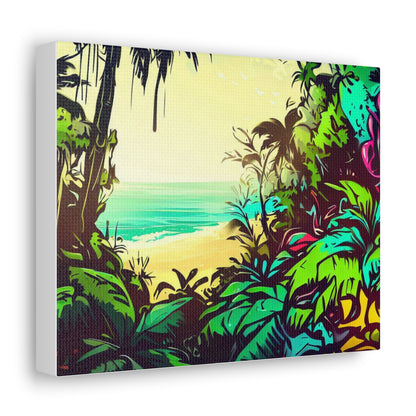 Jungle Beach, Rainforest Ocean, Graffiti-inspired home decor, Modern street art prints, Graffiti wall art, Street art canvas art, Graffiti artist prints - SaviTraviDesigns