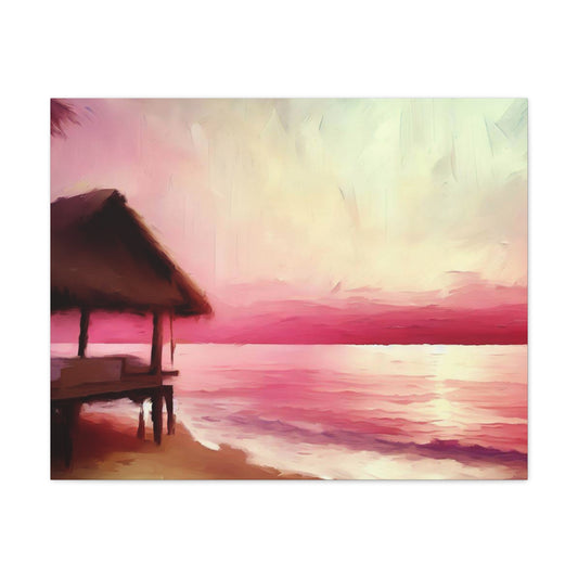 Pink Sunset, Beach wall art, beach art, ocean art, Canvas Gallery Wraps - SaviTraviDesigns