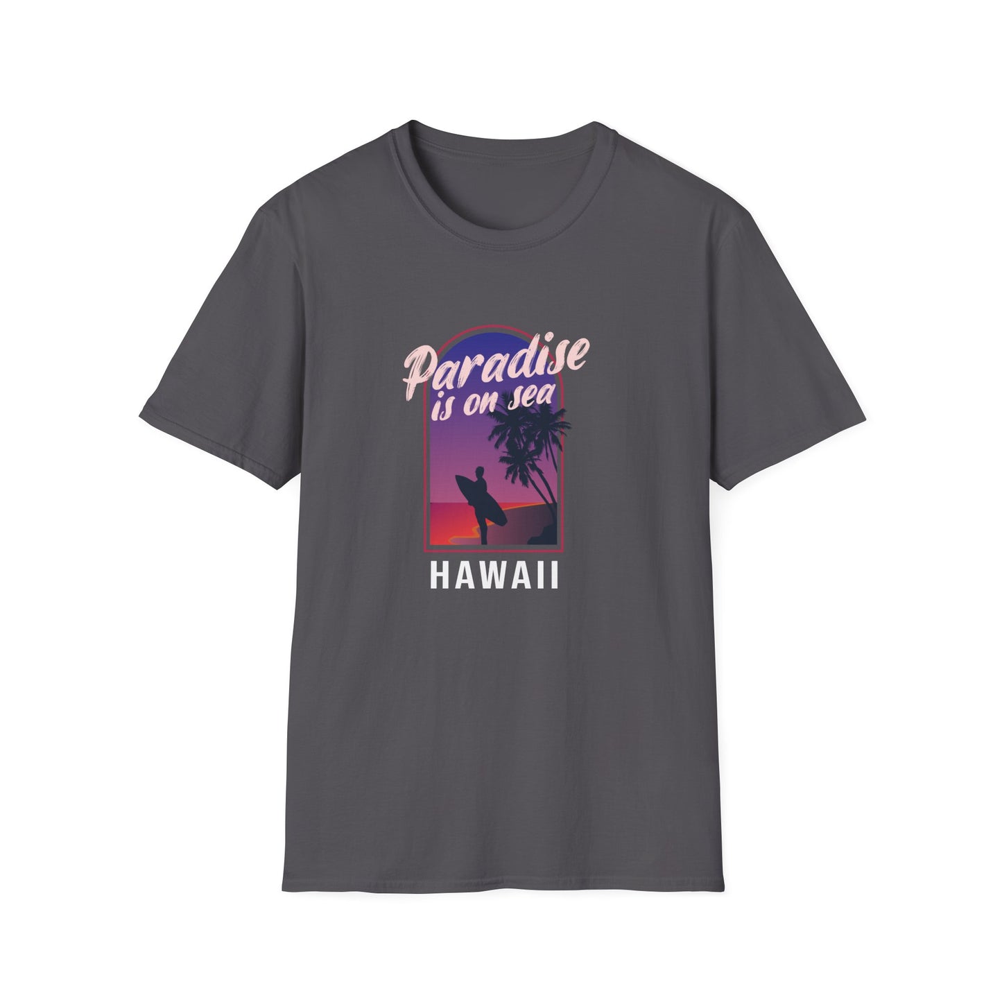 Paradise Is In Hawaii Beachwear Graphic T Shirt Charcoal