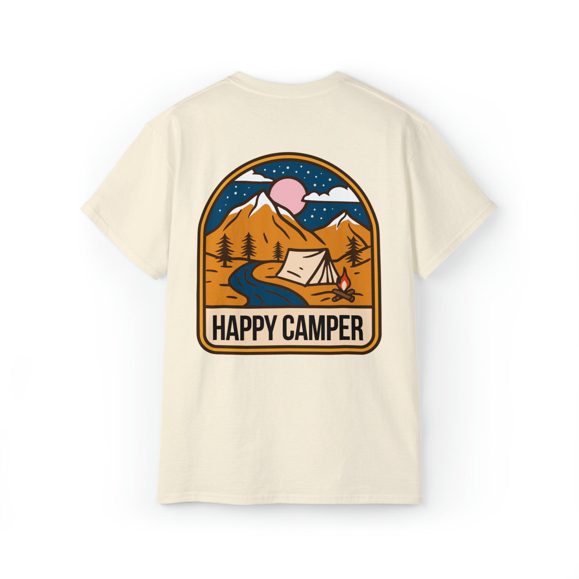 Happy Camper Tshirt, Outdoor Graphic T-shirt, Adventure T-Shirts, Nature Tees, Hiking T-Shirts, Camping Graphic Shirts, Mountain Tee Shirts - SaviTraviDesigns