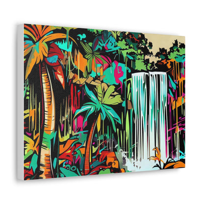 Jungle Waterfall, Rainforest Waterfall, Graffiti-inspired home decor, Modern street art prints, Graffiti wall art, Street art canvas art, Graffiti artist prints - SaviTraviDesigns