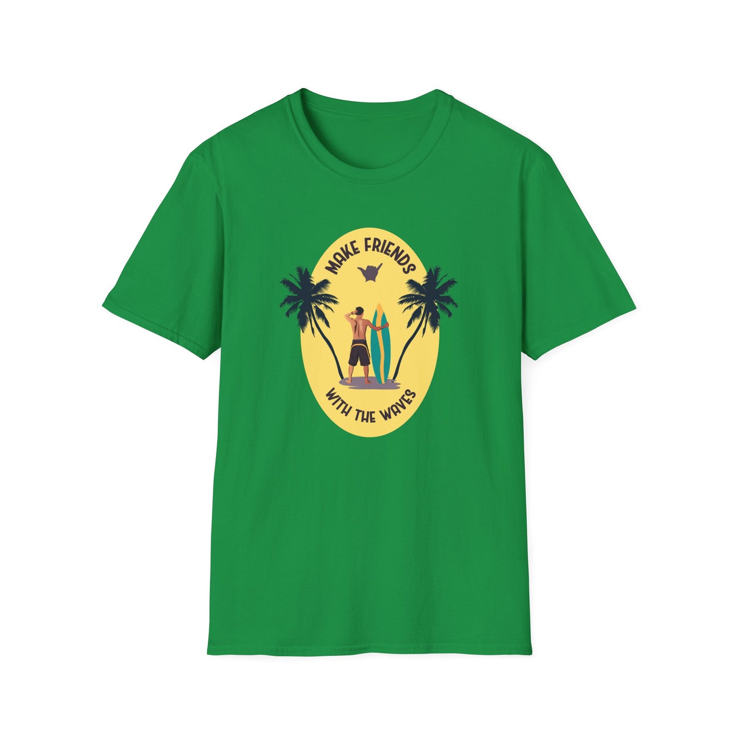 Make Friends With The Waves Graphic T Shirt Irish Green