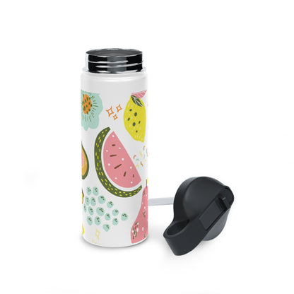 Fruit water bottle, design water bottle, Stainless Steel Water Bottle, Standard Lid - SaviTraviDesigns