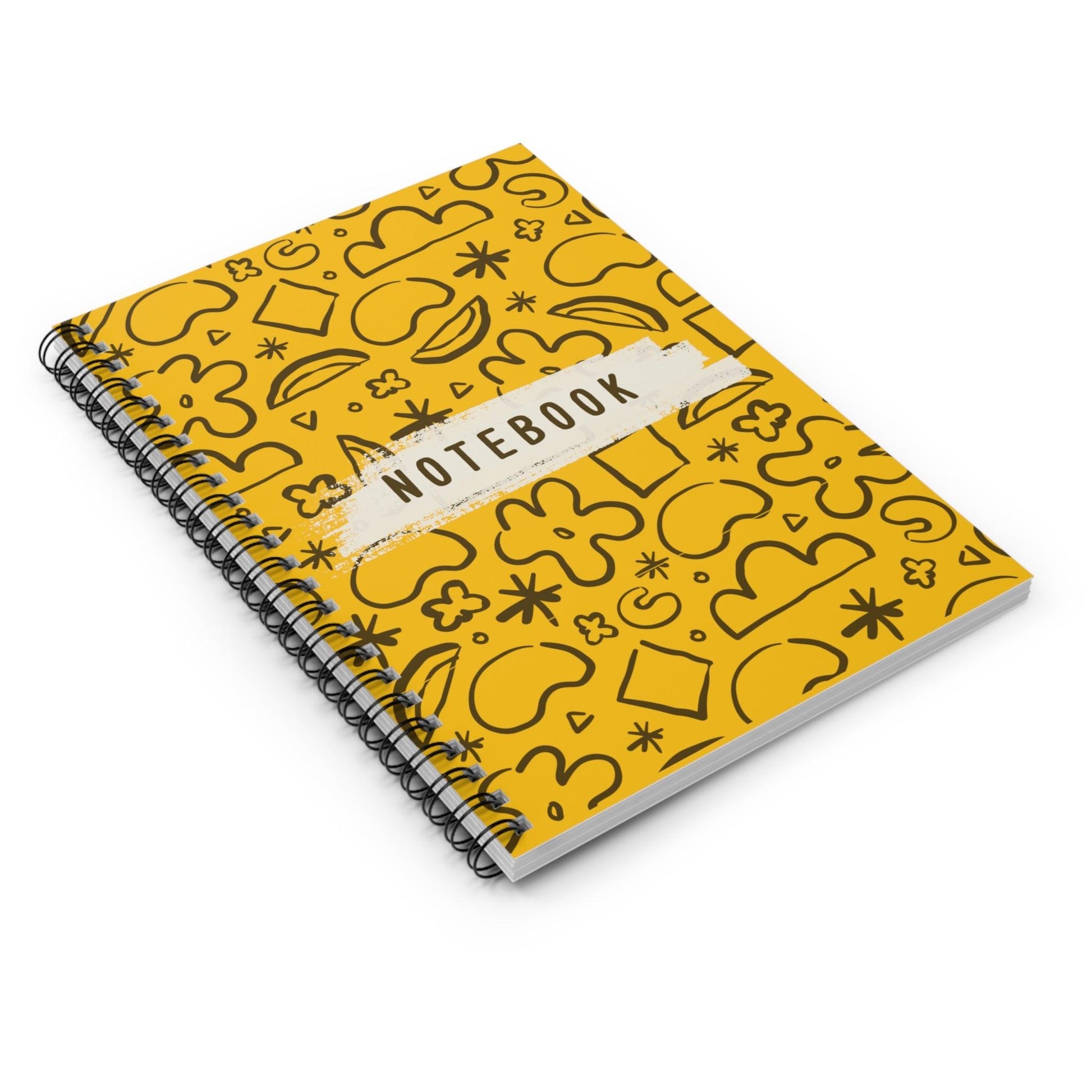 Pattern, Design Spiral Notebook, Spiral Notebook, Ruled Line, Yellow, Workout Journal - SaviTraviDesigns