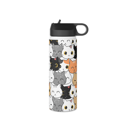 Cat water bottle, Stainless Steel Water Bottle, Standard Lid, Eco Bottle - SaviTraviDesigns