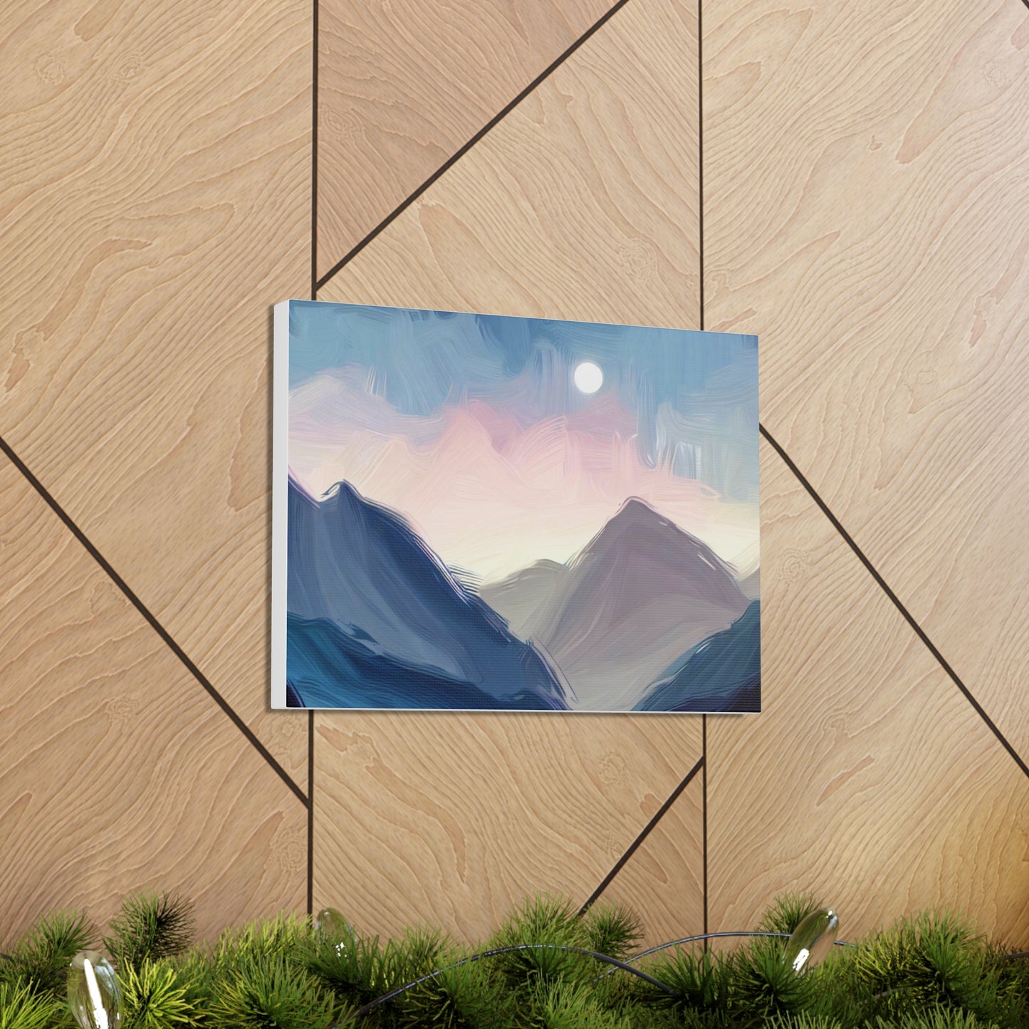 Mountain Wall Art, Moon Wall Art, Canvas Gallery Wraps, Moon Over Mountains