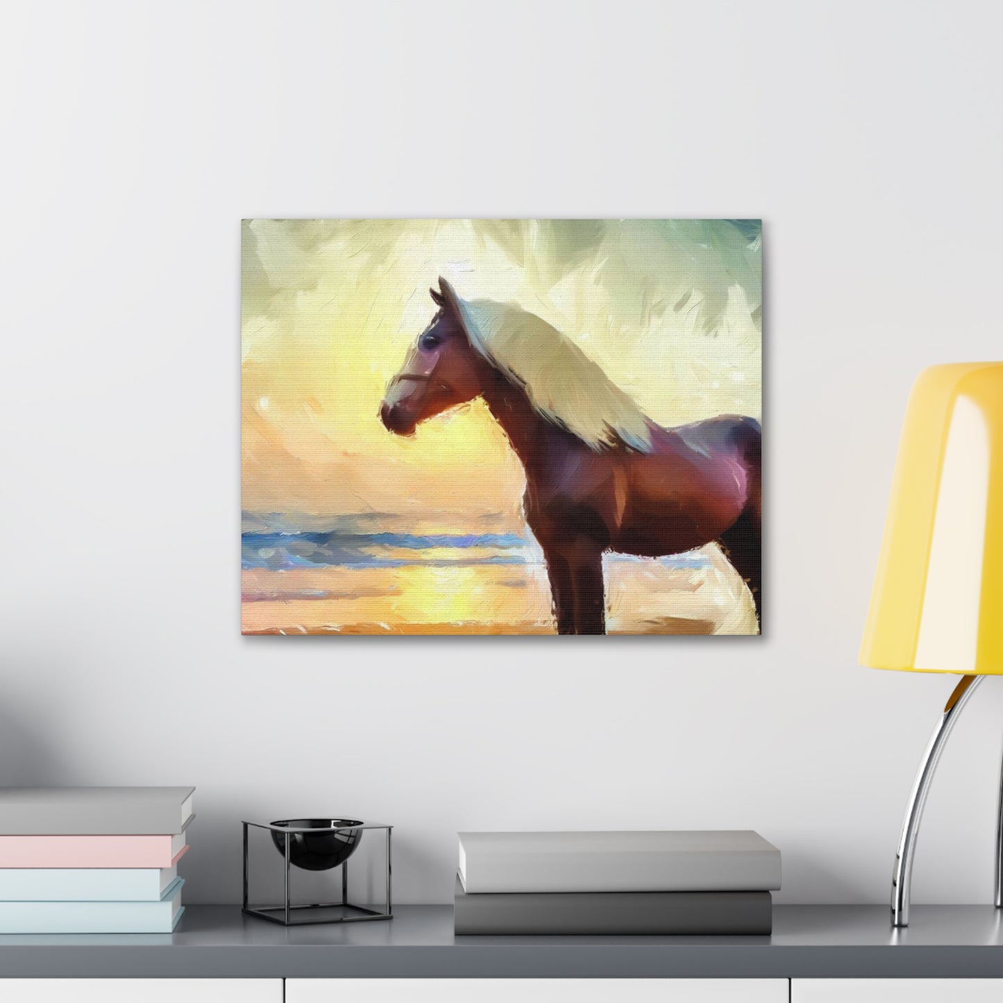 Horse wall art, beach wall art, ocean art, Canvas Gallery Wraps, Horse Beach, Sunset Beach - SaviTraviDesigns