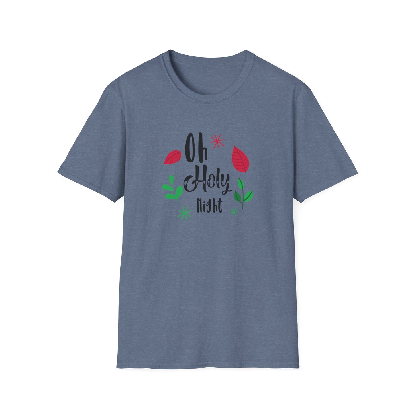 Oh Holy Night Holiday Graphic T Shirt Heather Indigo