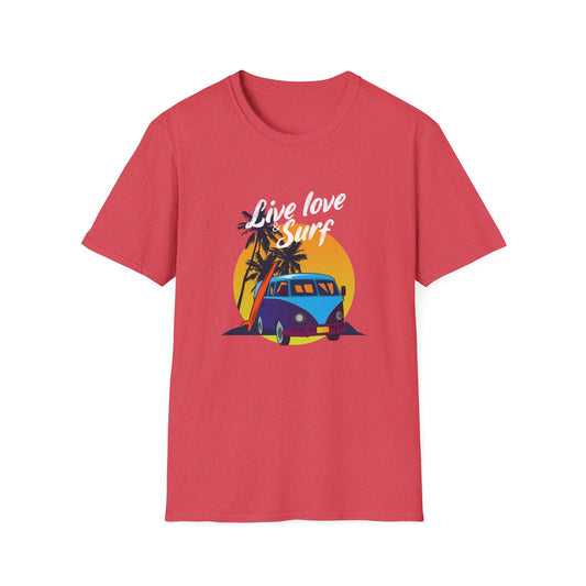 Love Live Surf Beachwear Graphic T Shirt Heather Red