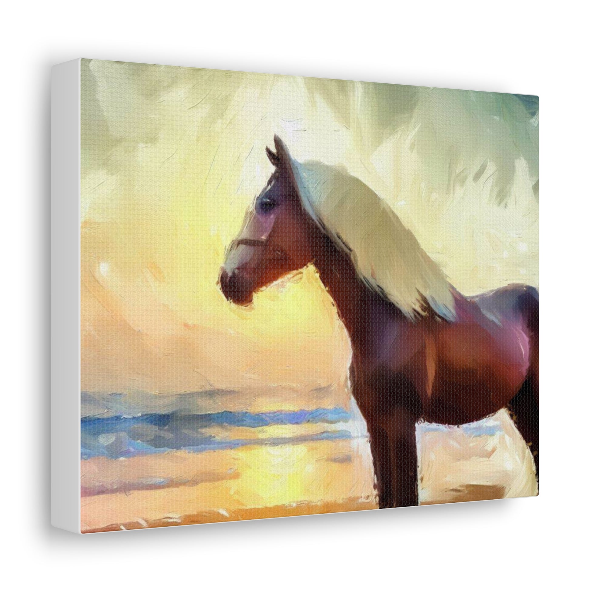 Horse wall art, beach wall art, ocean art, Canvas Gallery Wraps, Horse Beach, Sunset Beach - SaviTraviDesigns