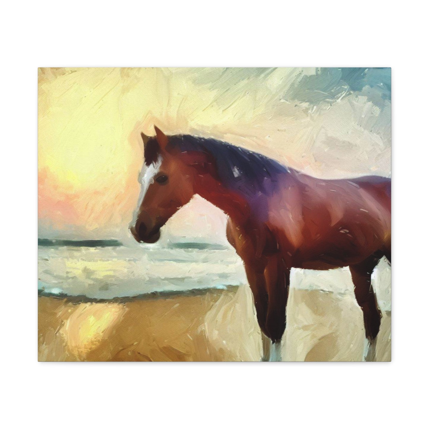 Horse wall art, beach wall art, ocean art, Canvas Gallery Wraps, Horse Beach, Sunset Beach - SaviTraviDesigns