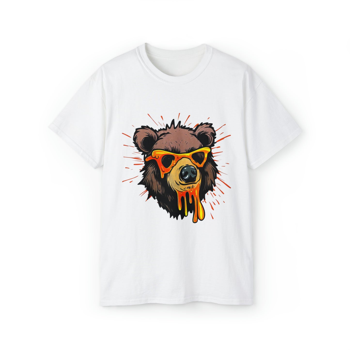 Graffiti Graphic Shirt, Street Art, Urban Art, Unisex Ultra Cotton Tee, Orange Bear White