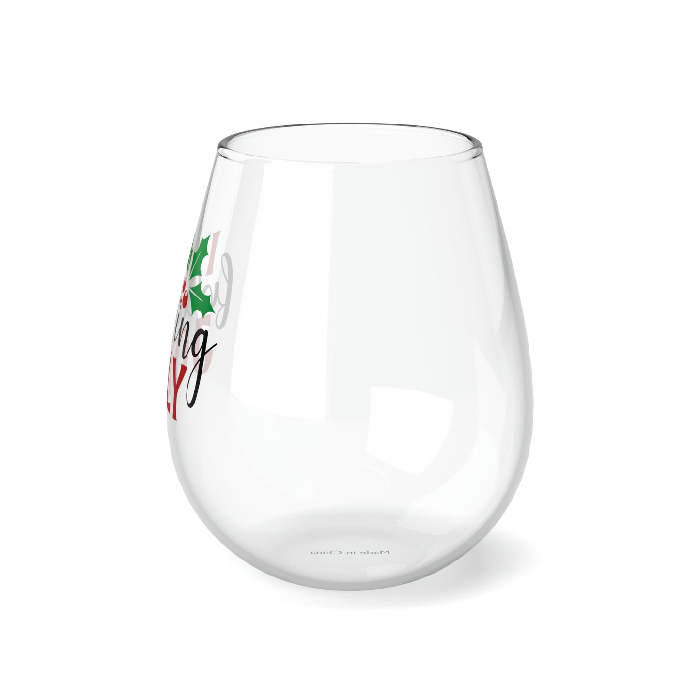 Freakin Jolly, Christmas Wine Glass, Wine Lover stemless, Unique stemless wine glass, Trendy wine glass, Wine glass gift, Stemless Glass - SaviTraviDesigns