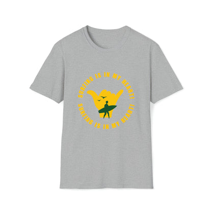 Surfing Is My Heart |Beach Lifestyle Shirts | Summer Vibe Apparel Sport Grey