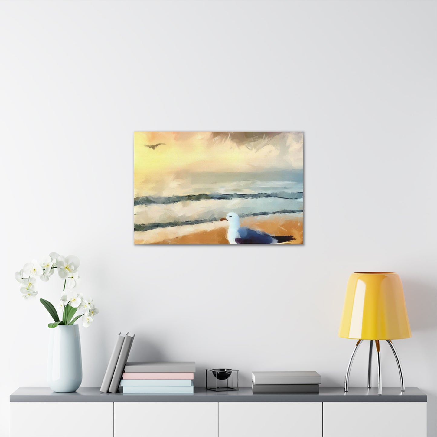 Seagull Painting, Beach wall art, Ocean Wall Art, Canvas Gallery Wraps