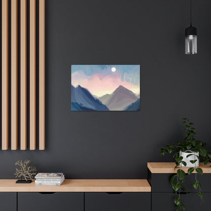 Mountain Wall Art, Moon Wall Art, Canvas Gallery Wraps, Moon Over Mountains