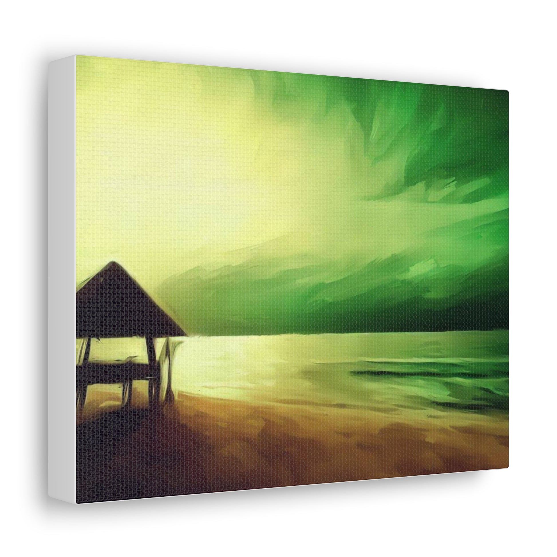 Green Sunset, Beach art, ocean art, beach wall art, Canvas Gallery Wraps