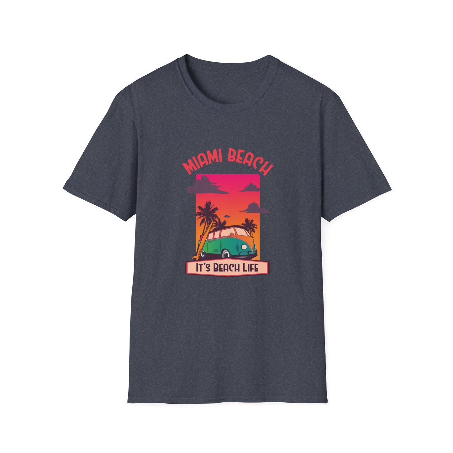 Miami Beach Its A Beach Life Graphic T Shirt Heather Navy