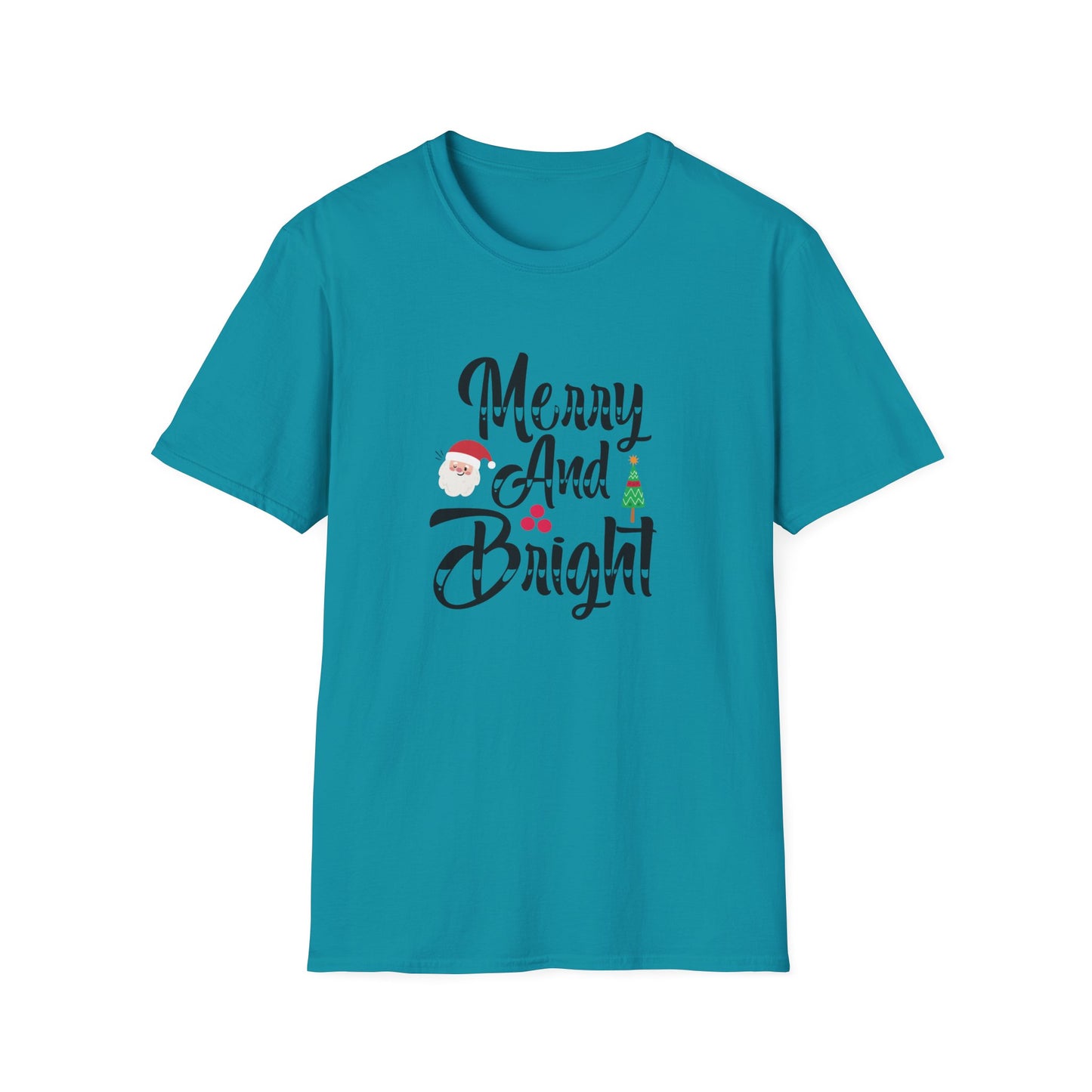 Merry And Bright Christmas Graphic Shirt Tropical Blue