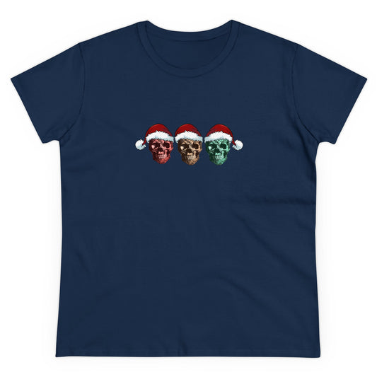 Skeleton Santa, Skeleton Christmas, Christmas Graphic Shirts, Festive Holiday T-Shirts, Ugly Christmas Sweater Tees, Funny Christmas Shirt Designs, Cute Xmas Graphic Tees Navy