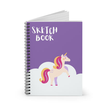 Unicorn Notebook, Sketch Book, Spiral Notebook, Ruled Line, Purple Unicorn, Workout Journal - SaviTraviDesigns