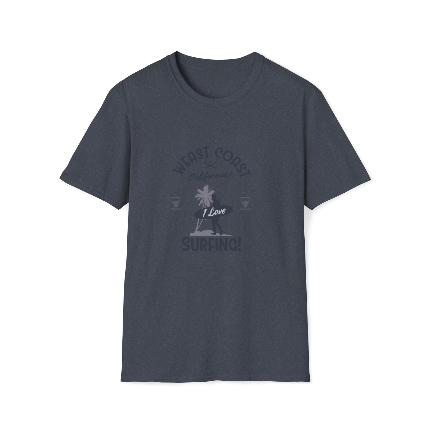 West Coast Surfing |Beach Lifestyle Shirts | Summer Vibe Apparel Heather Navy