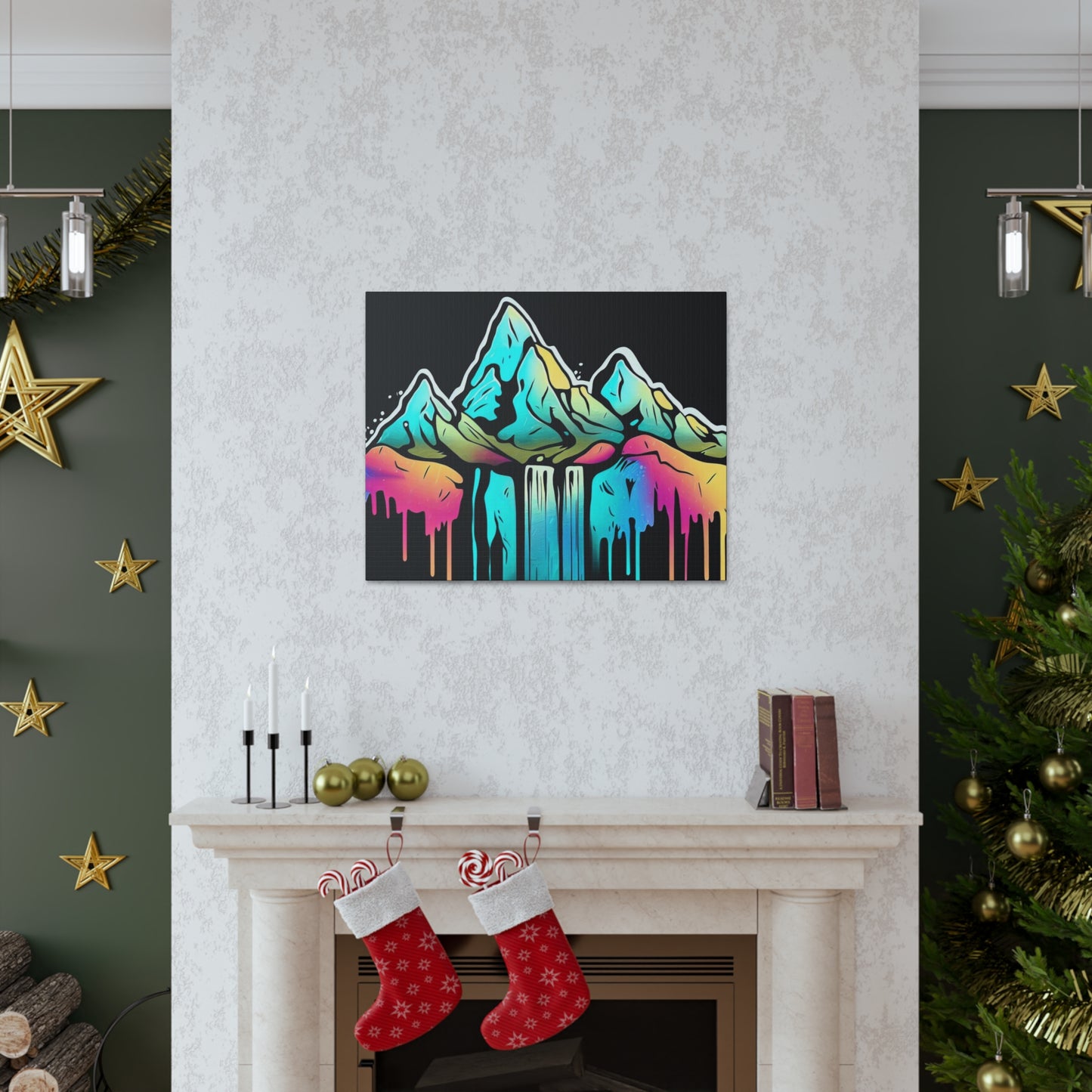 Mountain Waterfall, Graffiti-inspired home decor, Modern street art prints, Graffiti wall art, Street art canvas art, Graffiti artist prints - SaviTraviDesigns