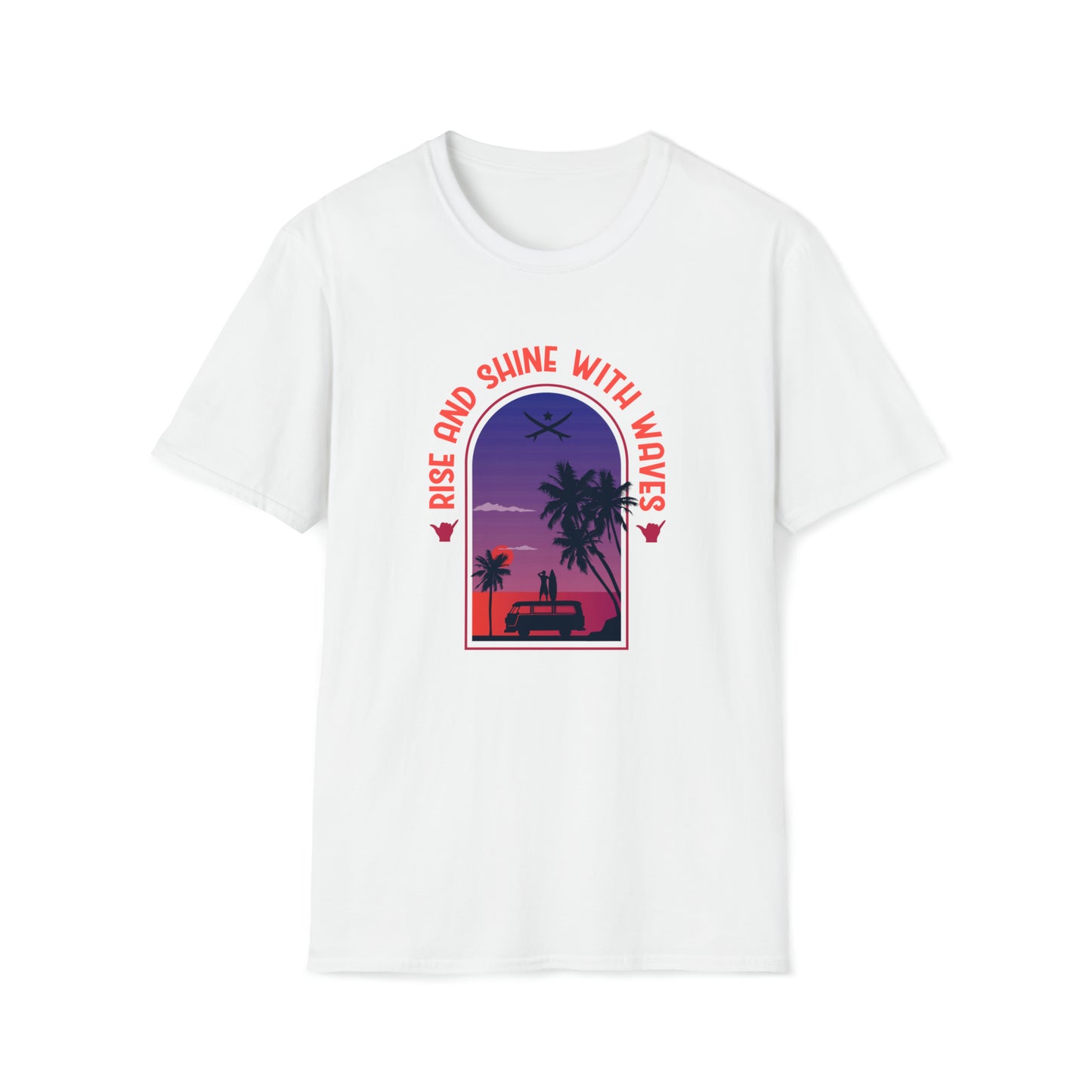 Rise and Shine With Waves |Beach Lifestyle Shirts | Summer Vibe Apparel White