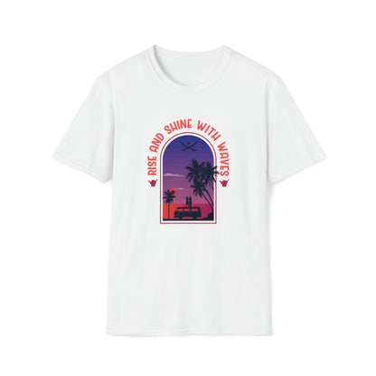 Rise and Shine With Waves |Beach Lifestyle Shirts | Summer Vibe Apparel White