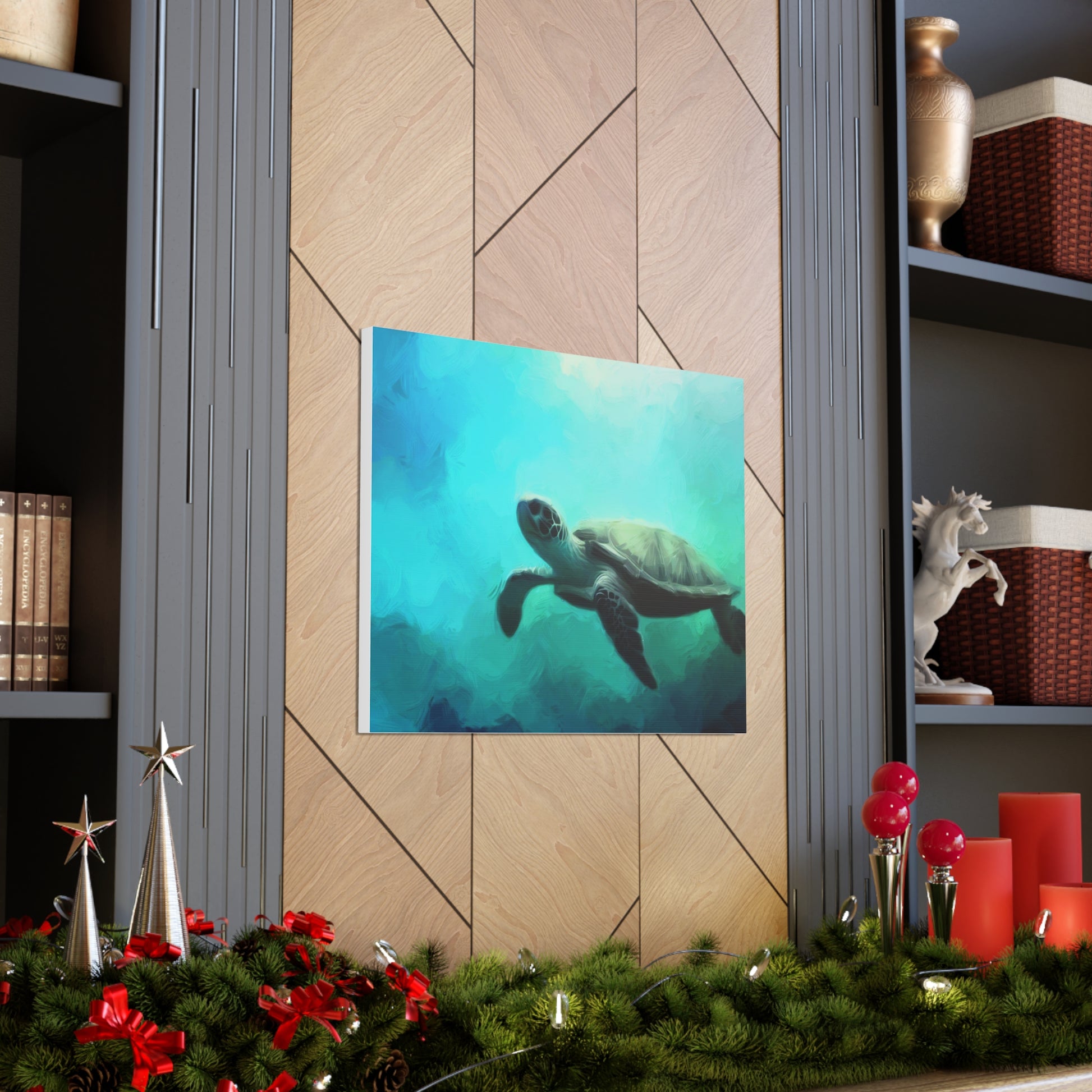 Sea Turtle wall art, ocean wall art, underwater art, Canvas Gallery Wraps, Sea Turtle Painting