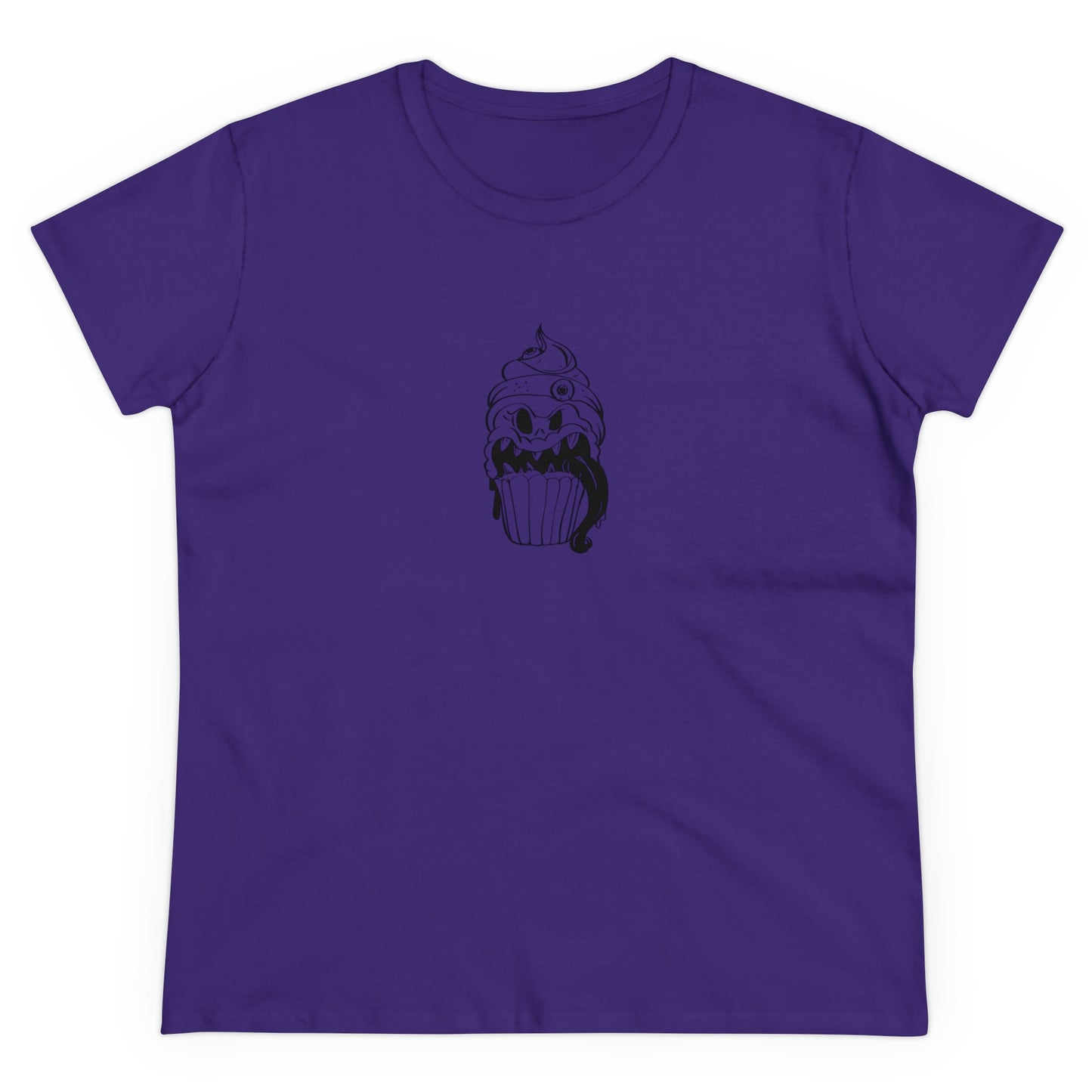 Ghoul Tongue Cupcake, Halloween Cupcake Designs, Halloween Graphic Shirts, Spooky Halloween Shirts, Cute Halloween Graphic Tees Purple