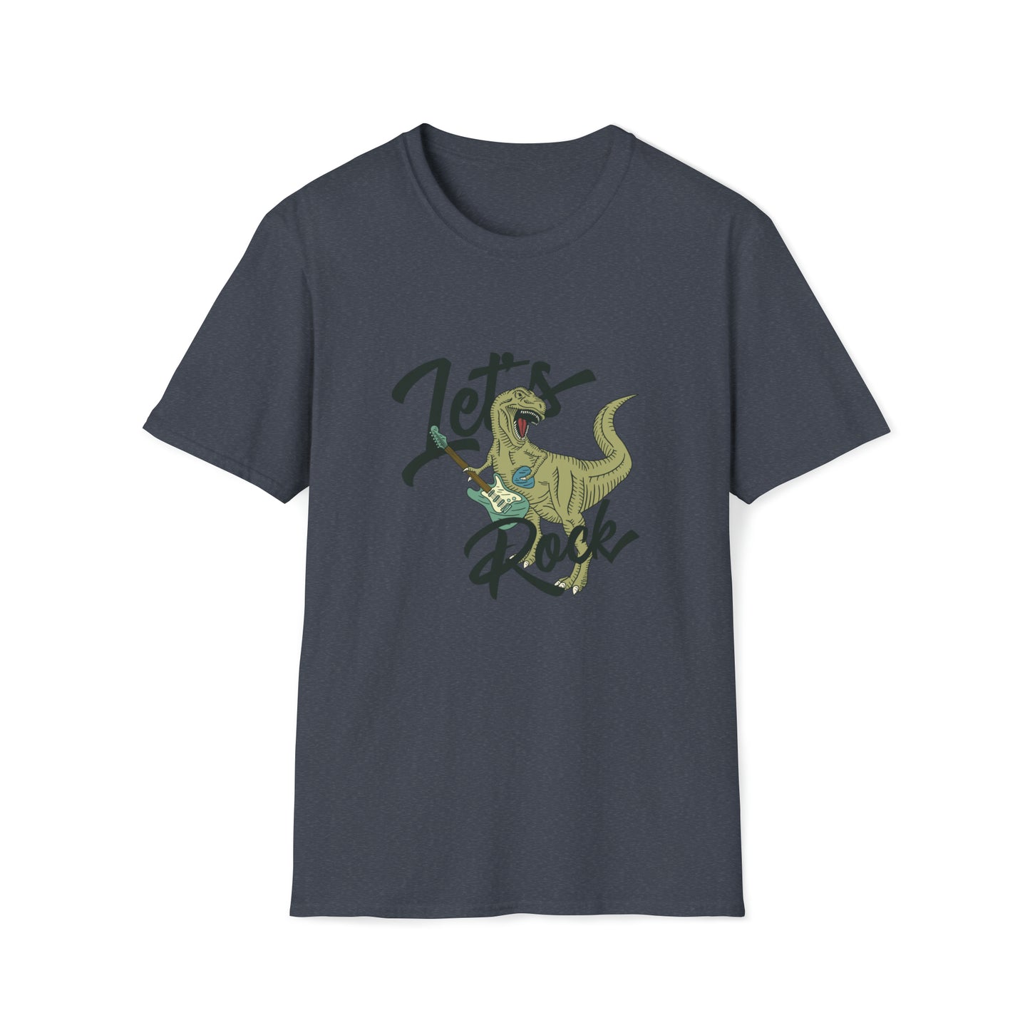 Lets Rock Dino Rockstar |Beach Lifestyle Shirts | Summer Vibe Apparel Heather Navy