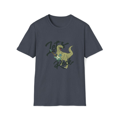 Lets Rock Dino Rockstar |Beach Lifestyle Shirts | Summer Vibe Apparel Heather Navy