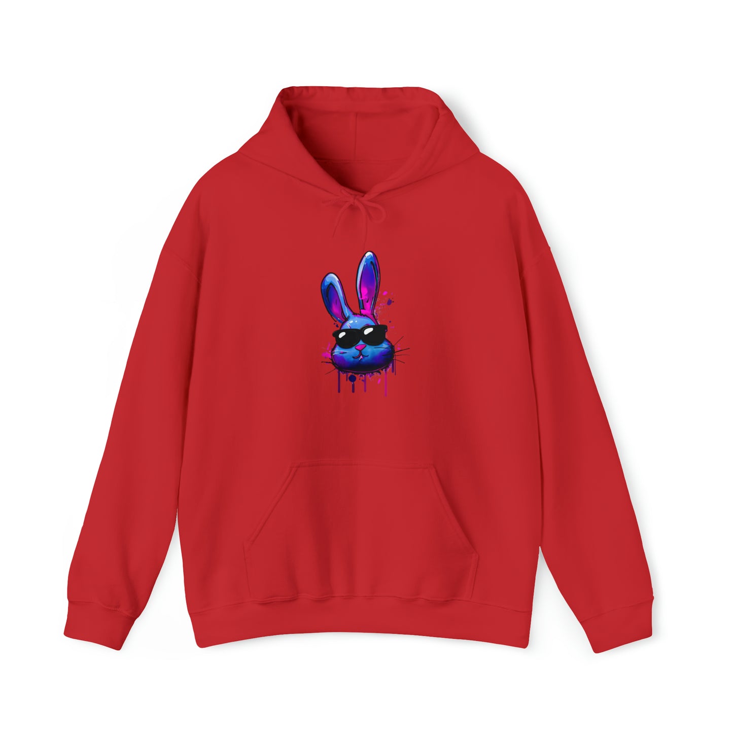 Bunny Hoodie, Graffiti Hoodie, Graffiti sweatshirt, Bunny sweatshirt, Urban Art Hooded Sweatshirt, Blue Bunny Red