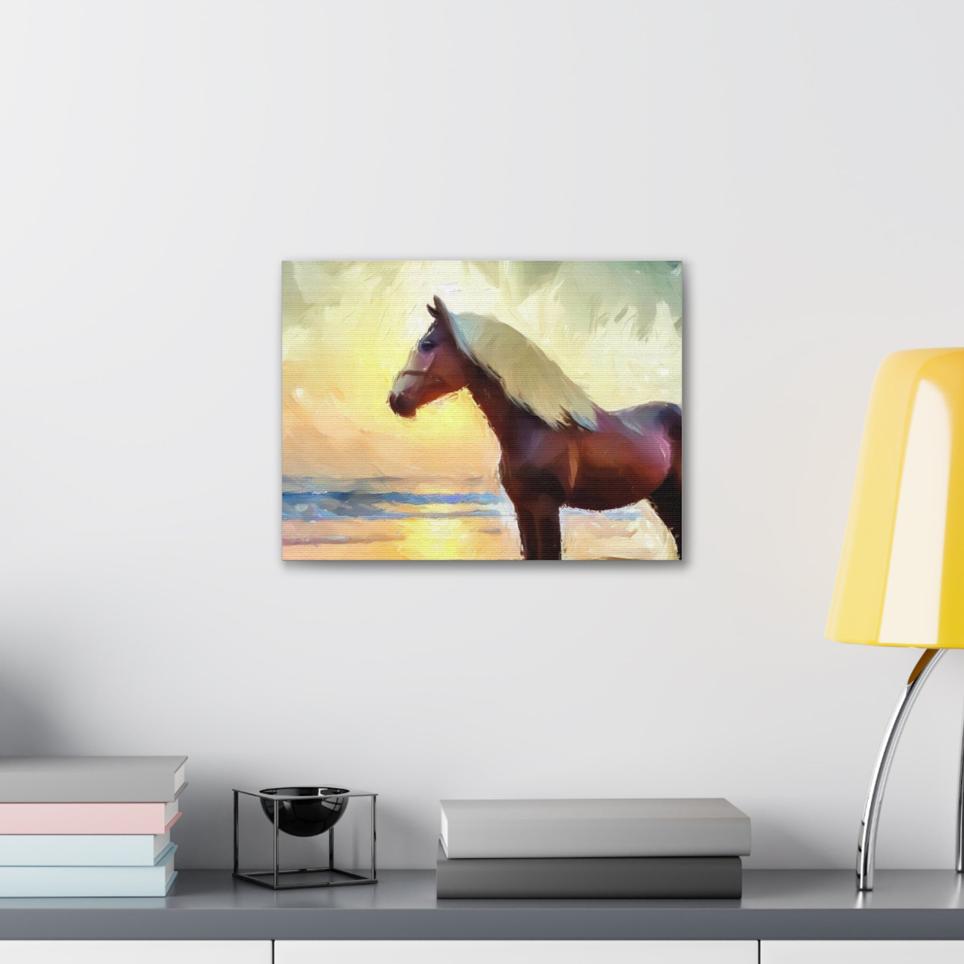 Horse wall art, beach wall art, ocean art, Canvas Gallery Wraps, Horse Beach, Sunset Beach - SaviTraviDesigns